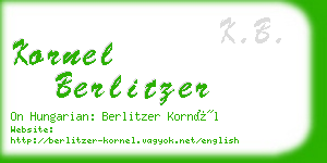 kornel berlitzer business card